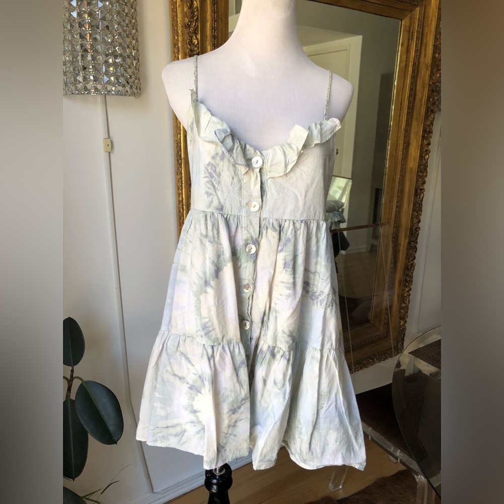 Zara Multicolor Ruffled Mini Button-Down Sundress… - image 1